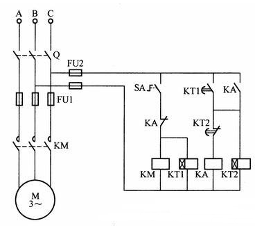 東莞電機圖析電機間歇運行控制回路接法1