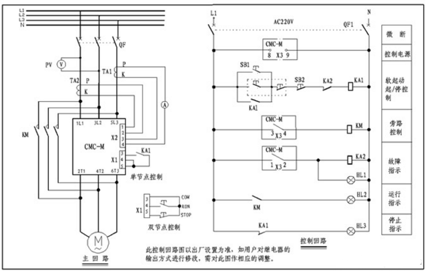 電機(jī)軟啟動器的主接線圖