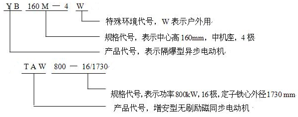 電機(jī)產(chǎn)品型號(hào)示例